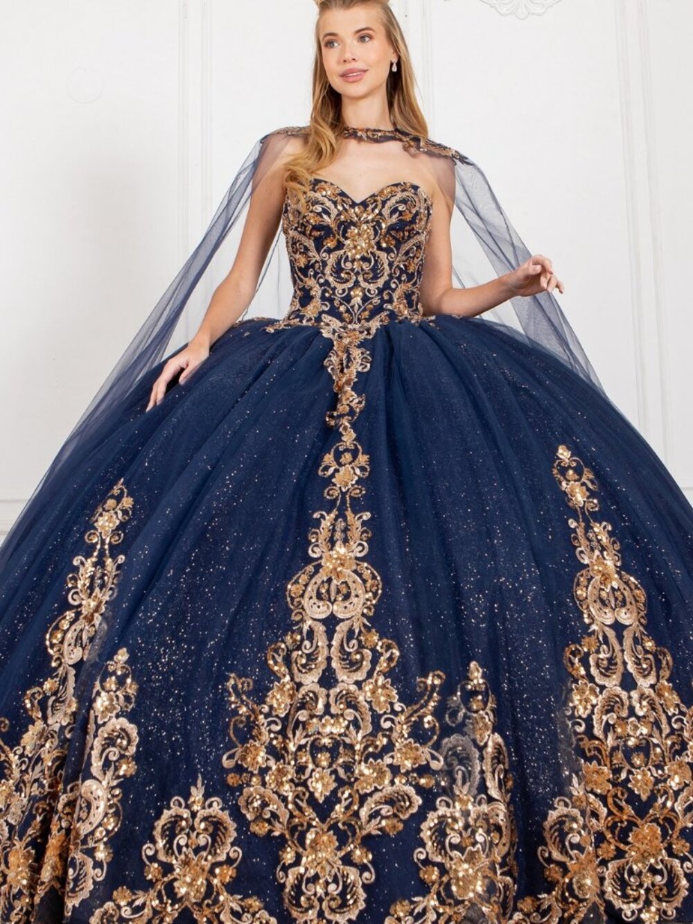 NEW NAVY Satin & Tulle Sweetheart Evening Gown With Train 8063J